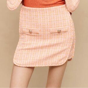 Maje Peach Tweed Mini Skirt